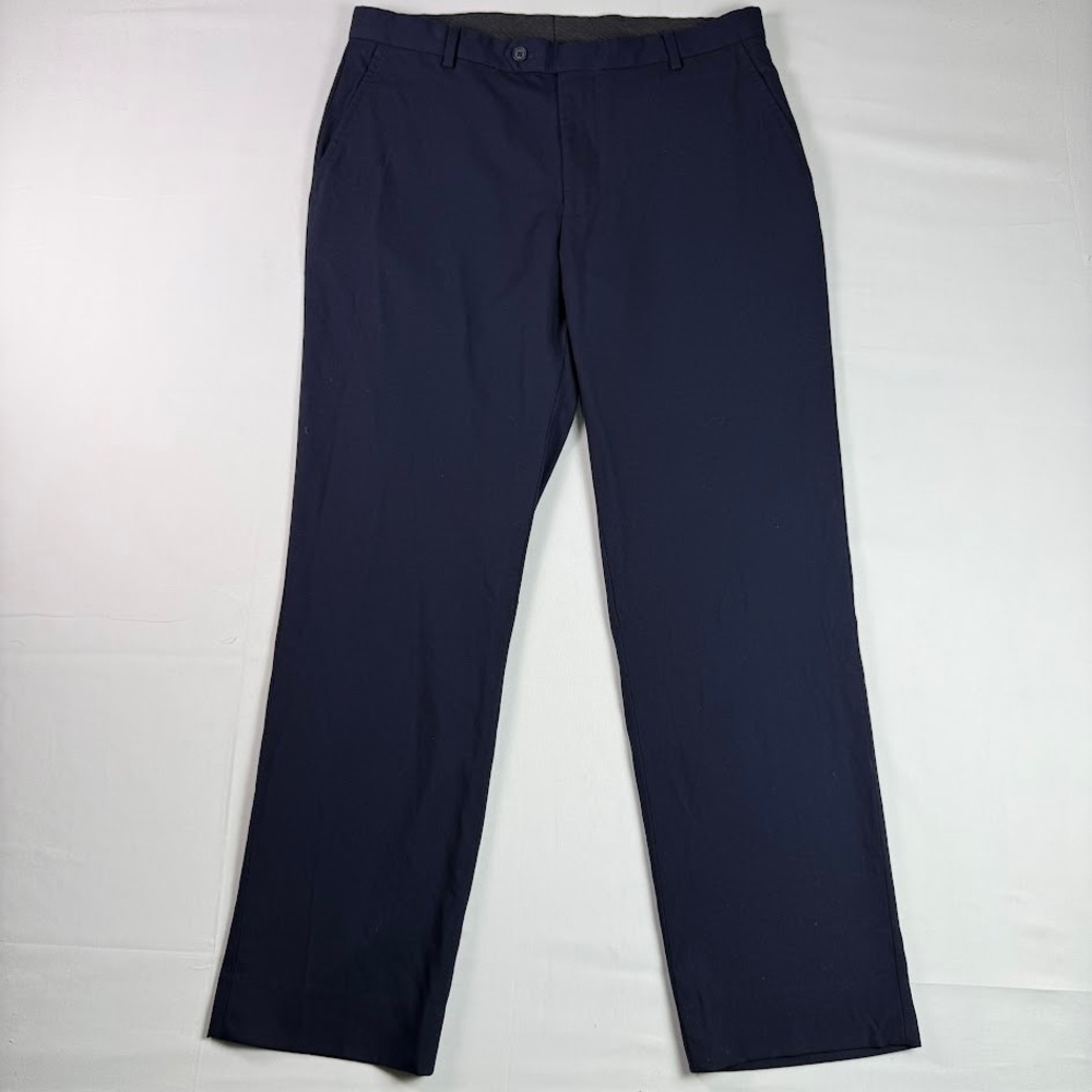 Jos A Bank Mens Tailored Fit Dress Pants Navy Blue Flat Front Trousers 34x30
